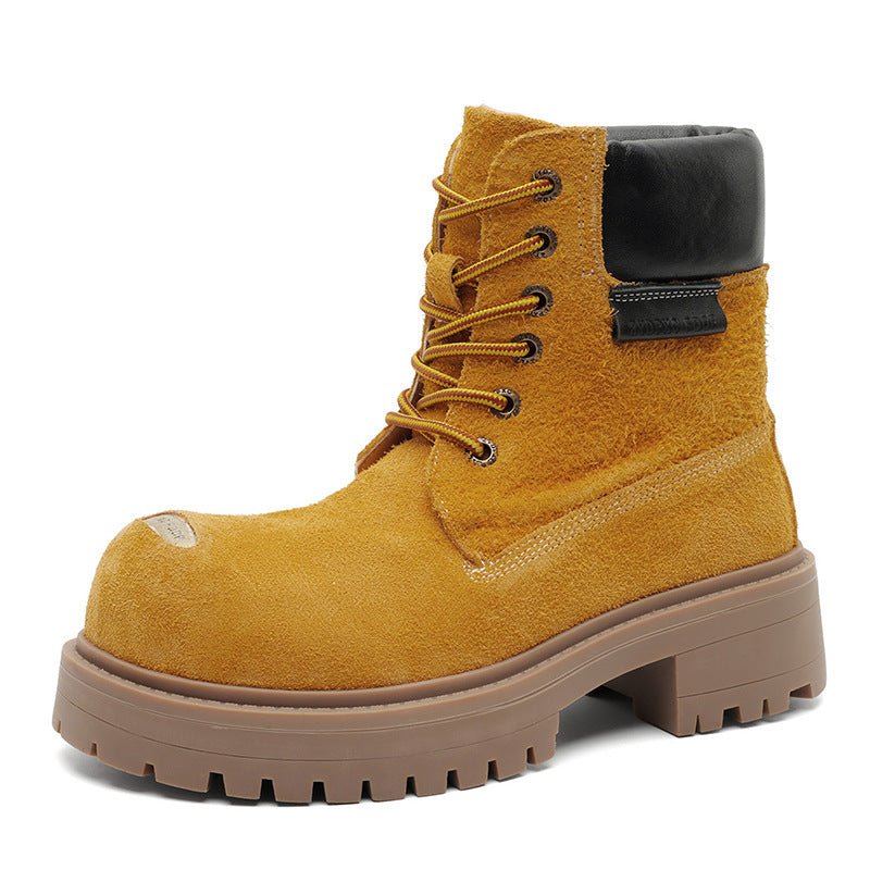 Bottes à lacets rétro à semelles épaisses unisex