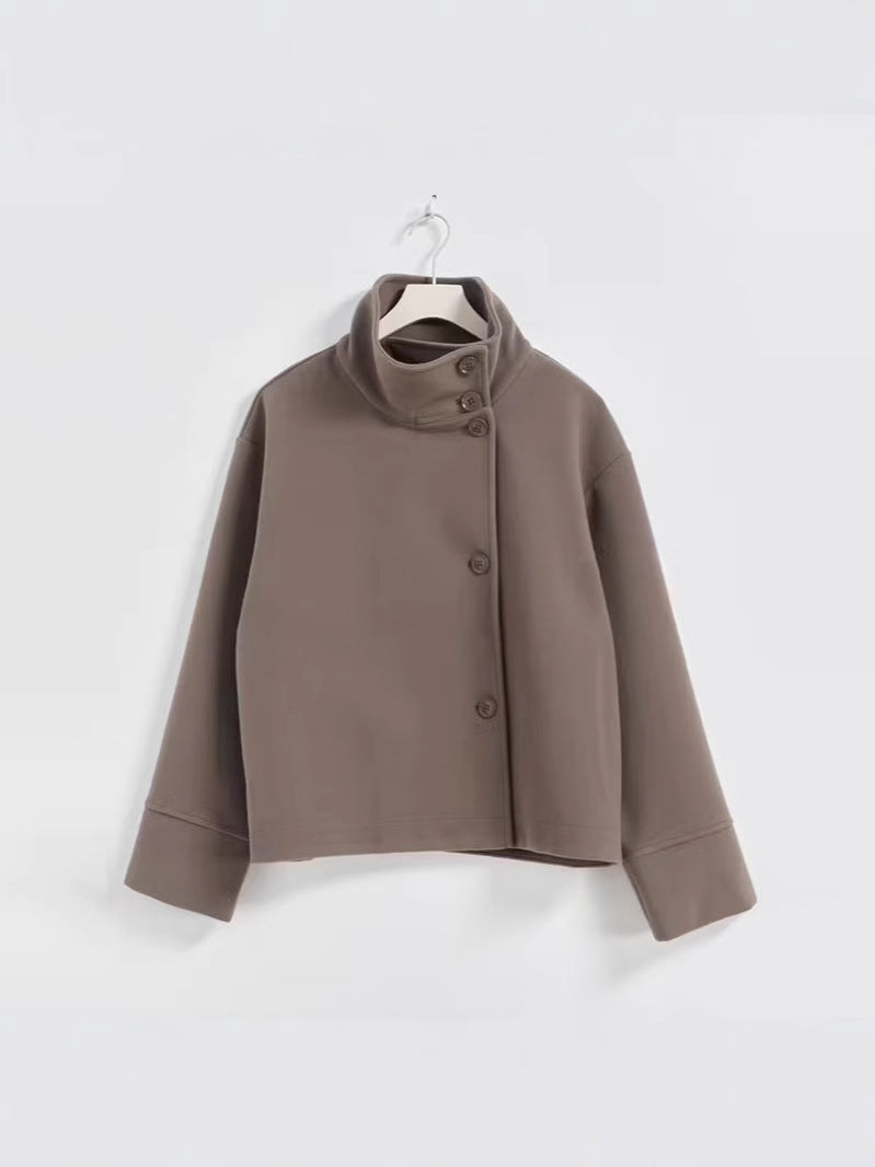 Manteau en laine pour femme avec col montant