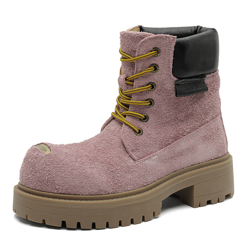 Bottes à lacets rétro à semelles épaisses unisex