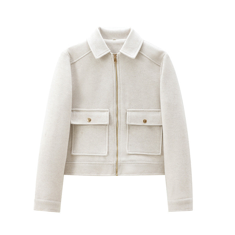 Chaqueta suave con adorno de cremallera para mujer