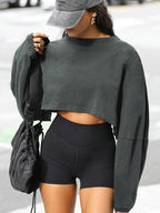 Sweat-shirt court style urbain en coton pour femme