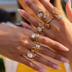 Bague géométrique en zircon et acier inoxydable