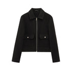 Chaqueta suave con adorno de cremallera para mujer