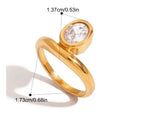 Bague géométrique en zircon et acier inoxydable