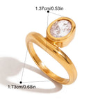 Bague géométrique en zircon et acier inoxydable