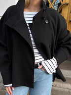 Manteau en laine pour femme avec col montant