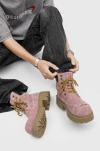 Bottes à lacets rétro à semelles épaisses unisex