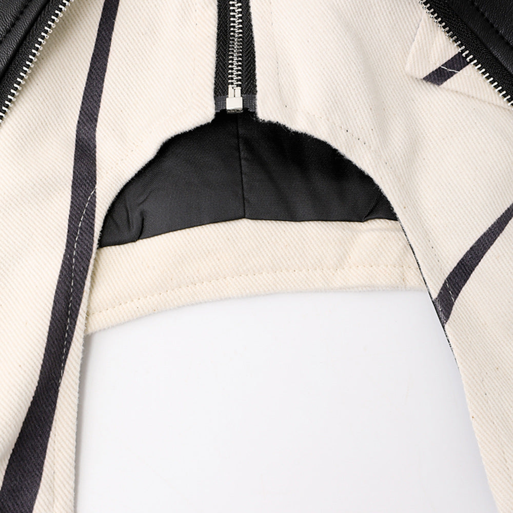 Veste courte à revers contrastés avant-gardiste