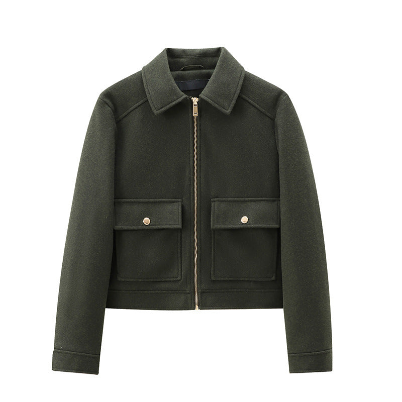 Chaqueta suave con adorno de cremallera para mujer