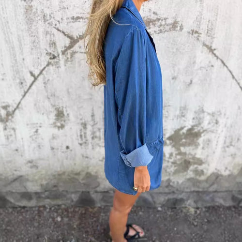 Veste chemise en denim à manches longues pour femmes