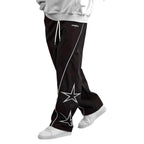 Pantalon décontracté à jambes droites et motif cinq étoiles