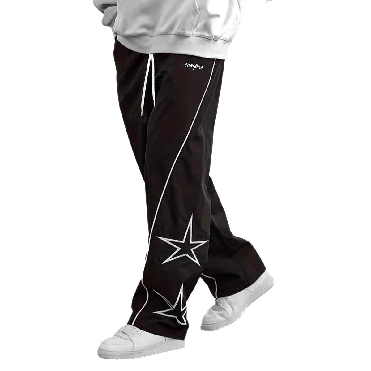 Pantalon décontracté à jambes droites et motif cinq étoiles