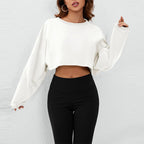 Sweat-shirt court style urbain en coton pour femme