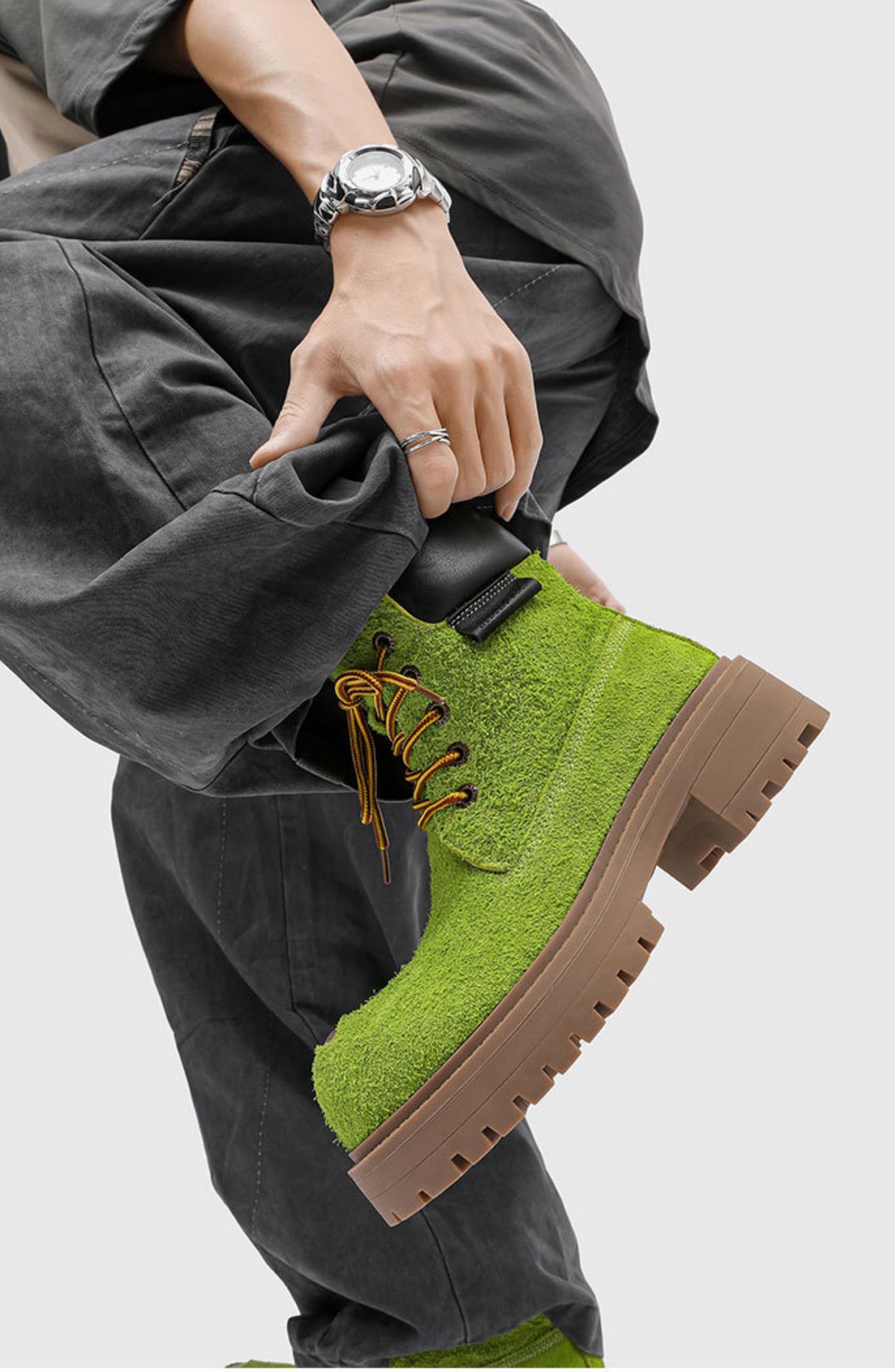 Bottes à lacets rétro à semelles épaisses unisex