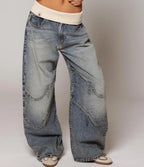 Retro urban style faded blue jeans