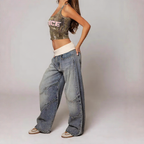 Retro urban style faded blue jeans