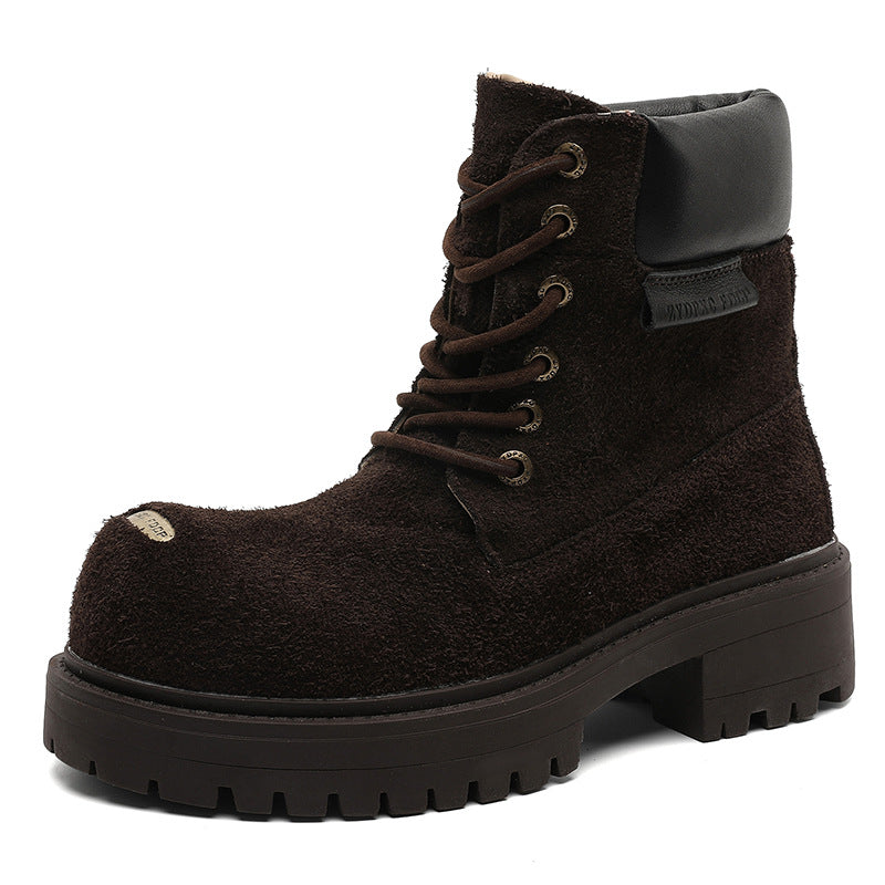 Bottes à lacets rétro à semelles épaisses unisex