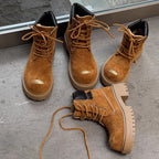 Bottes à lacets rétro à semelles épaisses unisex