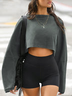 Sweat-shirt court style urbain en coton pour femme