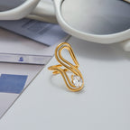 Bague géométrique en zircon et acier inoxydable