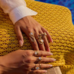 Bague géométrique en zircon et acier inoxydable