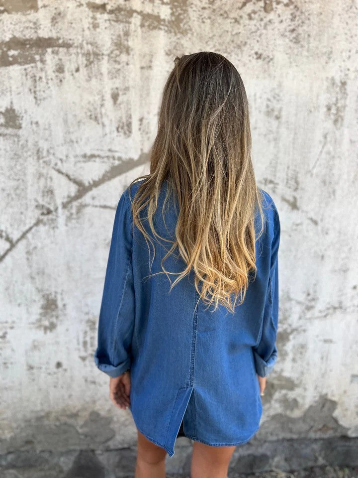 Veste chemise en denim à manches longues pour femmes