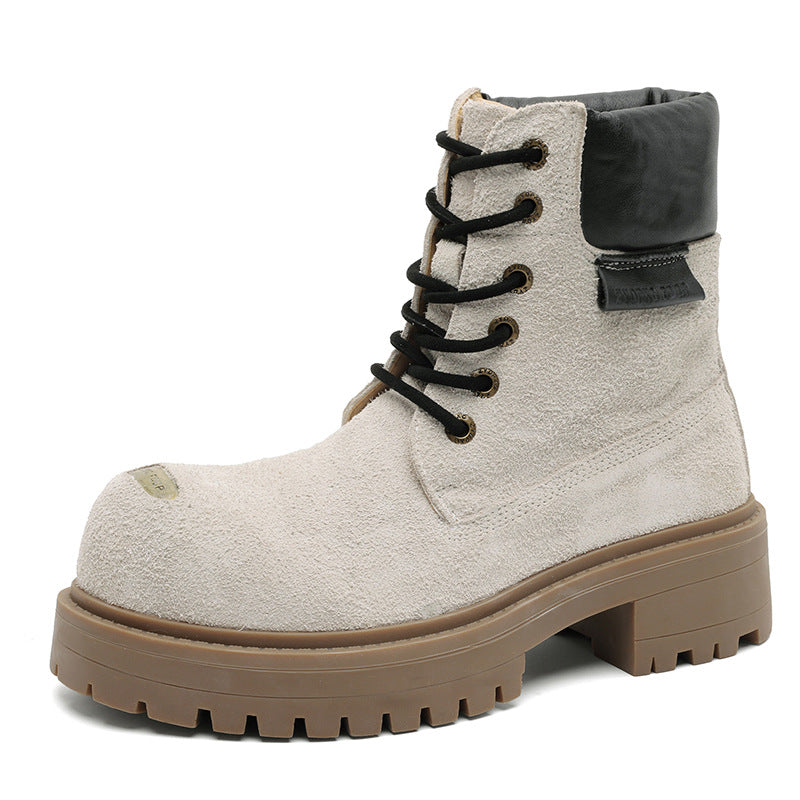 Bottes à lacets rétro à semelles épaisses unisex