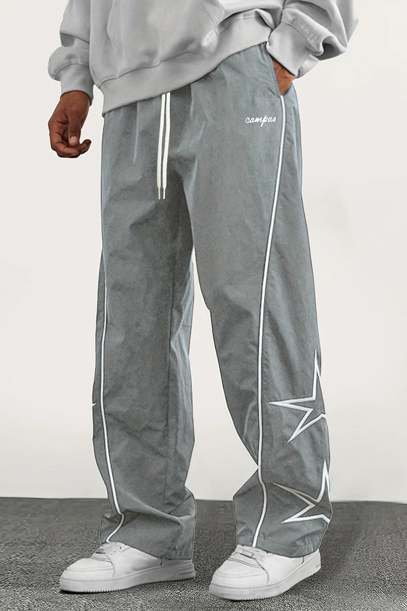 Pantalon décontracté à jambes droites et motif cinq étoiles