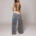 Retro urban style faded blue jeans