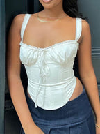 Débardeur à bretelles en dentelle pour femme