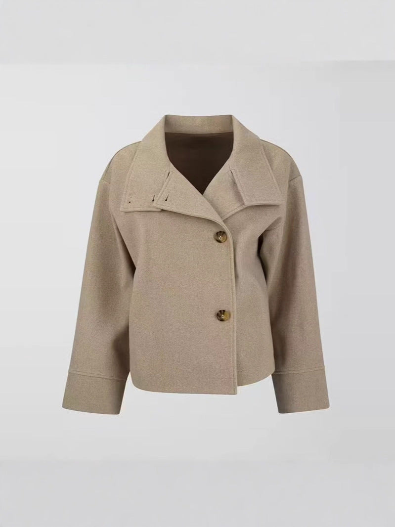 Manteau en laine pour femme avec col montant