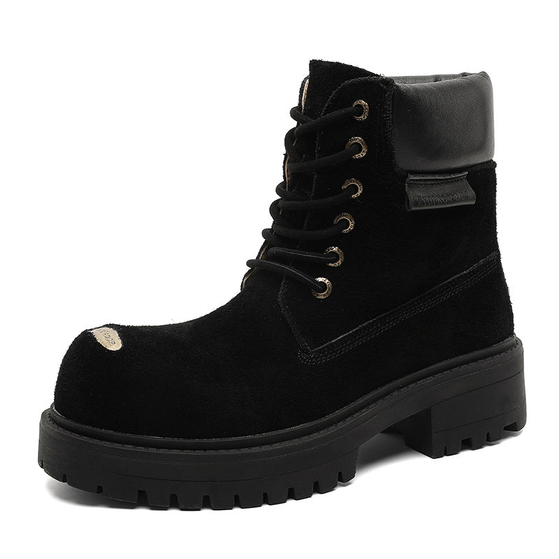 Bottes à lacets rétro à semelles épaisses unisex