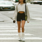 Sweat-shirt court style urbain en coton pour femme