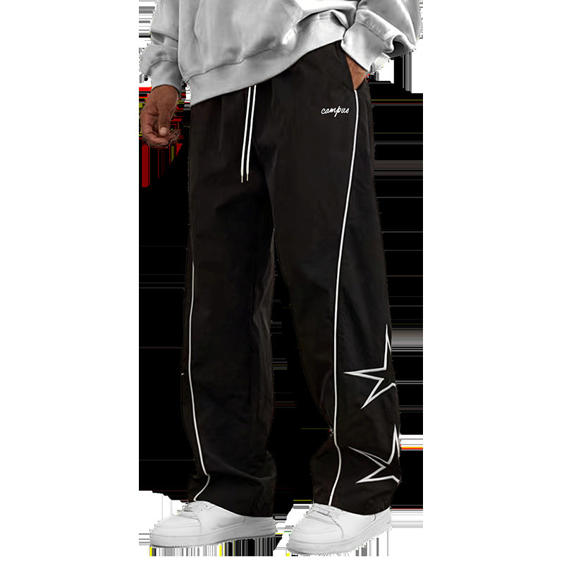 Pantalon décontracté à jambes droites et motif cinq étoiles