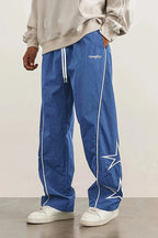 Pantalon décontracté à jambes droites et motif cinq étoiles