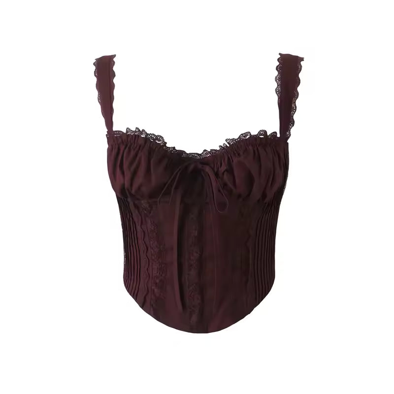 Débardeur à bretelles en dentelle pour femme