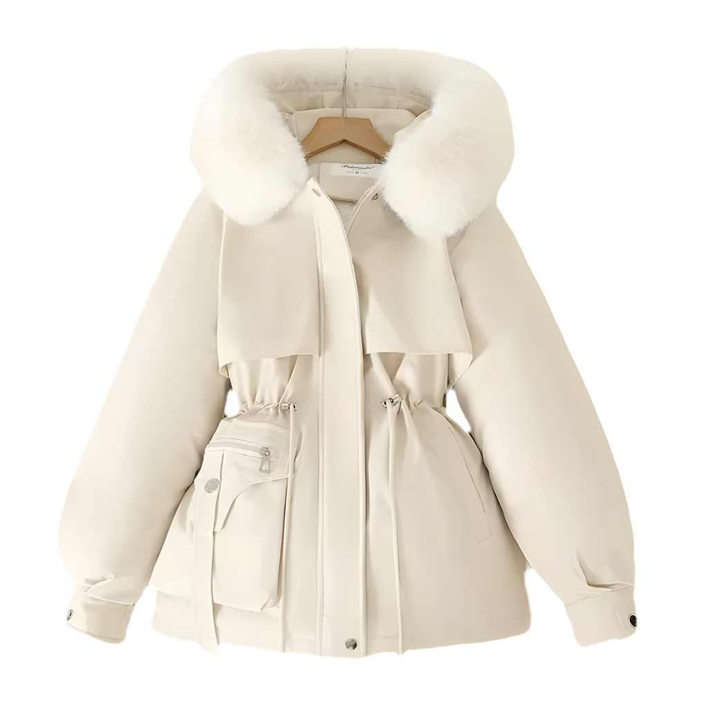 Parka acolchada de algodón ajustada de longitud media para mujer