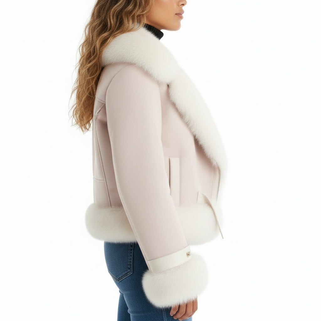 Abrigo de piel para mujer, top combinable