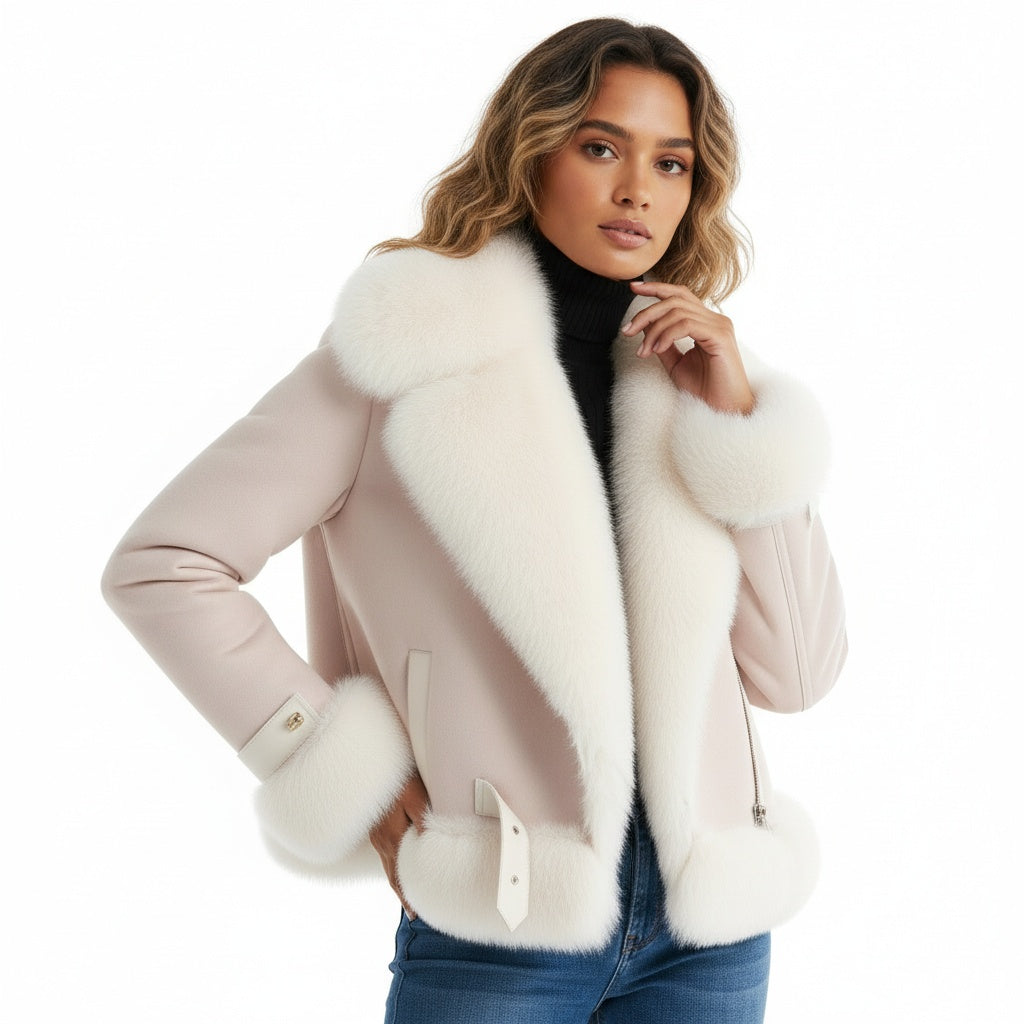 Abrigo de piel para mujer, top combinable