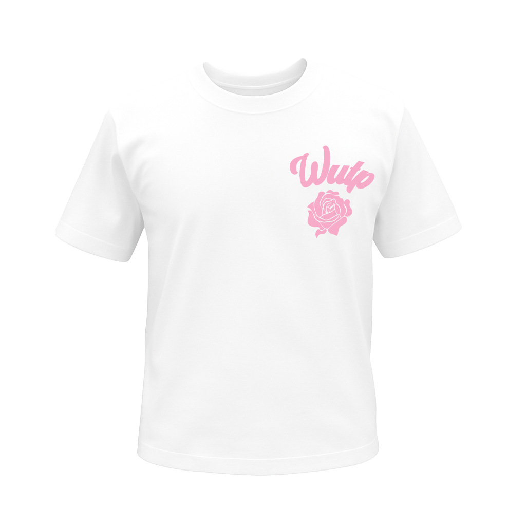 Wutp - White summer T-shirt - Pink Puff print