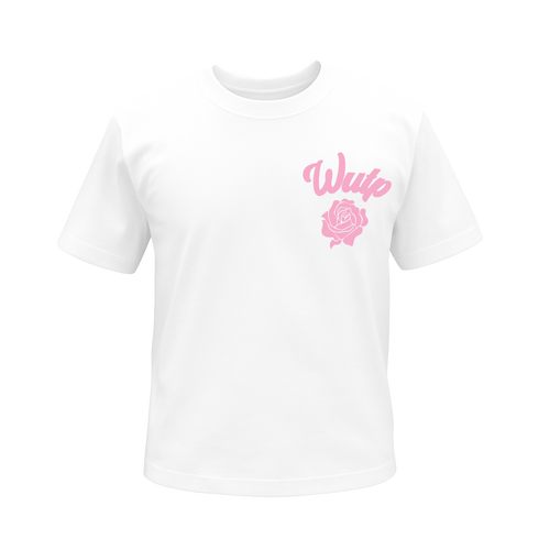 Wutp - White summer T-shirt - Pink Puff print