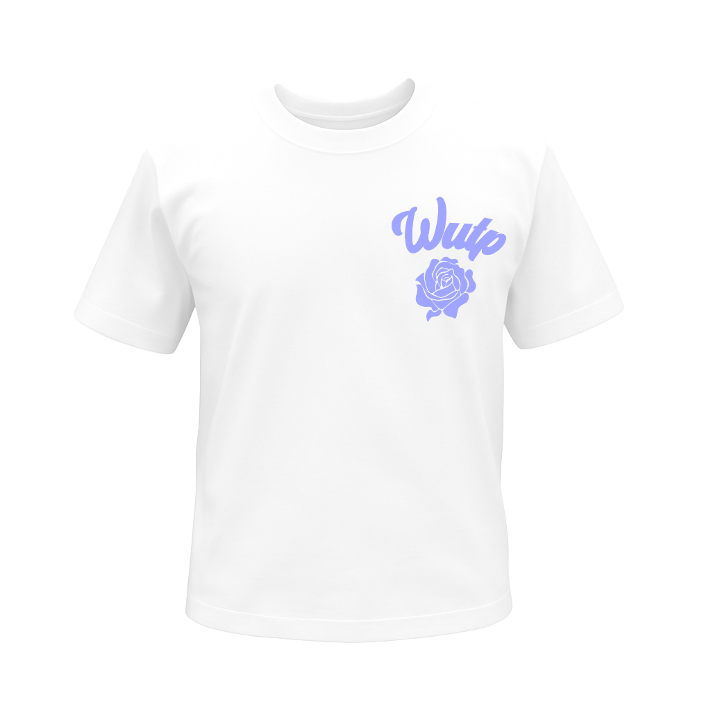 Wutp - White summer T-shirt - purple Puff print
