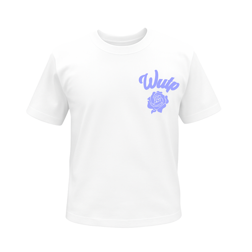 Wutp - White summer T-shirt - purple Puff print